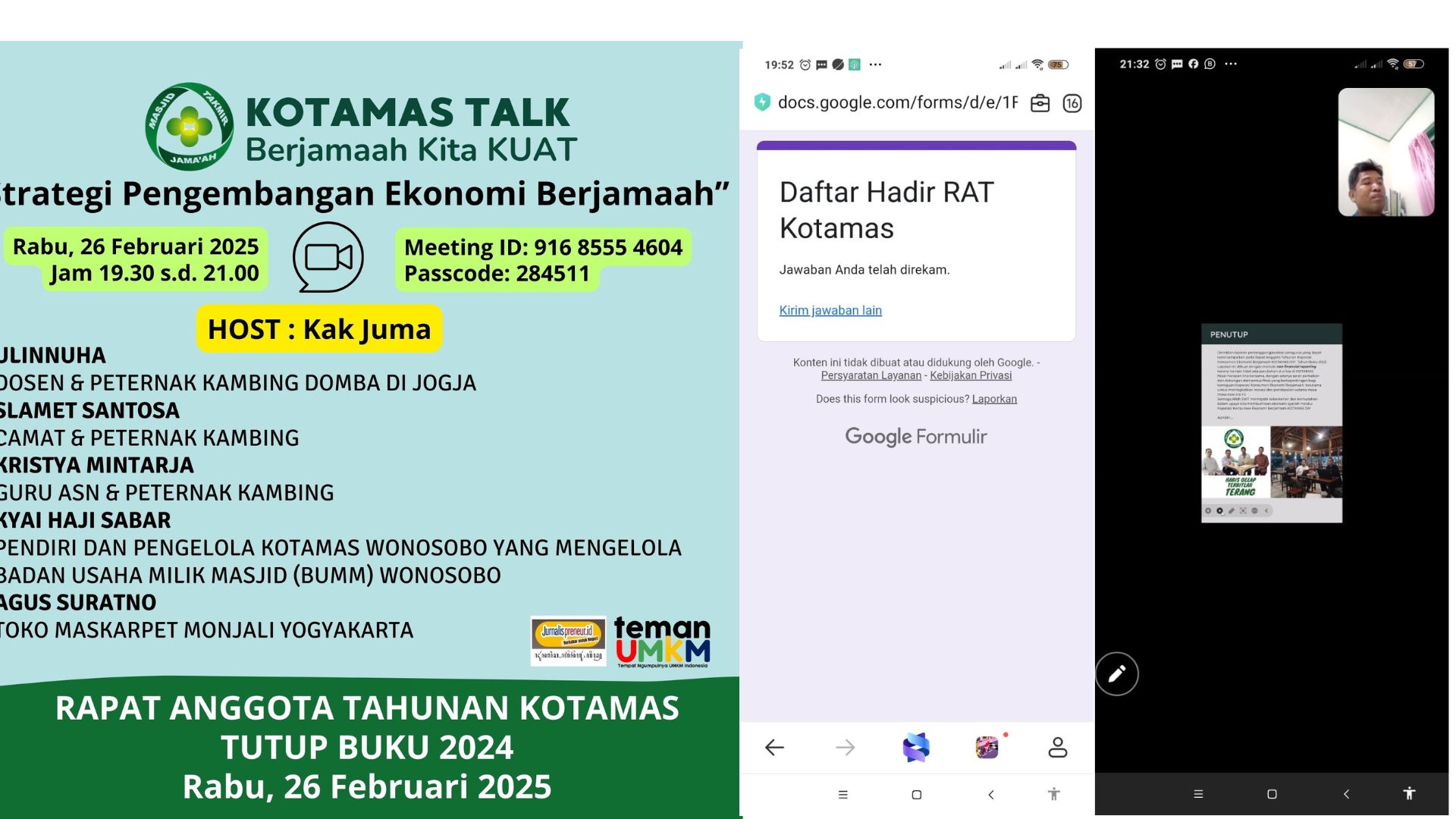 KOTAMAS Gelar RAT Tutup Buku 2024 dan Kotamas Talk untuk Penguatan UMKM. Berjamaah Kita Kuat!
